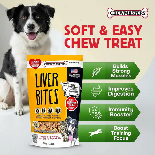 Chewmasters 100% Pure Beef Liver Bites 17.6Oz Freeze Dried Cat & Dog Treats | All Natural High Protein Training Treats, Grain Free, Healthy Real Meat Flavor for All Life Stages, No Additives, Made in USA2