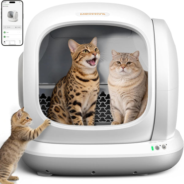 Meowant Self-Cleaning Cat Litter Box, 75L Extra Large Open Automatic Cat Litter Box for Multi Cats, Integrated Safety Protection/App Control/Odor Removal Smart Box with Mat & Liner8