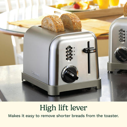 2-Slice Toaster, 1.5" Wide Slots, Stainless Steel | Compact Toaster for Bagels & Bread with Extra-Wide Slots, 6 Shade Settings, Defrost/Reheat & High Lift Lever, CPT-160ES4