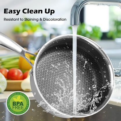 1QT Stainless Steel Saucepan with Lid, Honeycomb Non-Stick Cooking Pot, Eco-Friendly Pfoa-Free Coating, Compatible with All Cooktops, Perfect for Milk, Soup, Oatmeal & Baby Food, Dishwasher Safe6