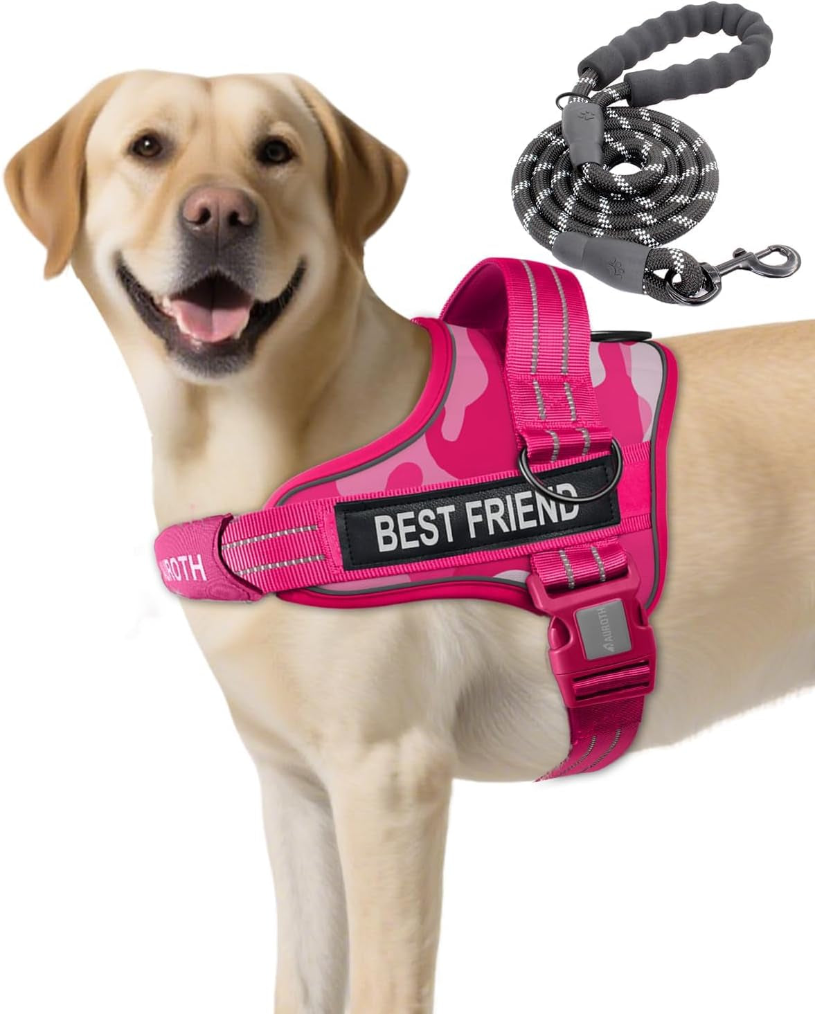 auroth-dog-harness-and-leash-set-soft-padded-service-dog-vest-with-5-25ft-dog-leash-no-choke-easy-on-pet-vest-adjustable-reflective-no-pull-pet-vest-medium-sized-dog-easy-walking-and-training