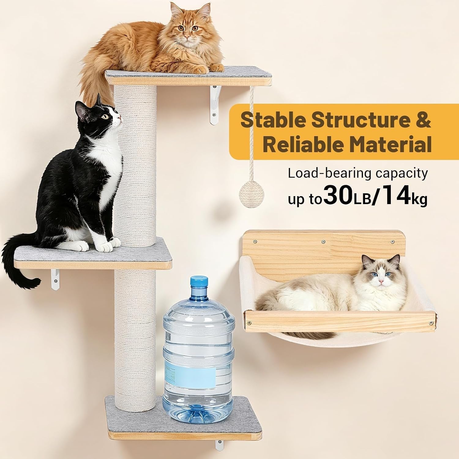 wall-mounted-cat-shelves-set-with-hammock-sisal-scratching-posts-3-wooden-steps-space-saving-cat-tree-for-indoor-cats-up-to-30-lbs