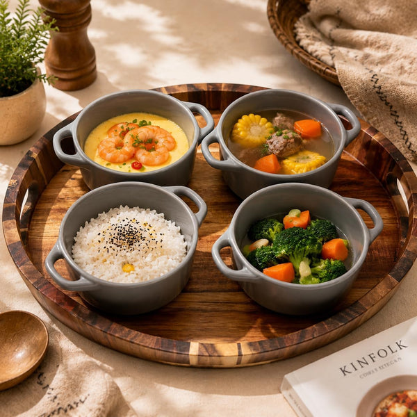 Mini Dutch Oven Set of 4, 14 Oz Ceramic Mini Dutch Ovens with Lids and Handles, Ramekins with Lids for French Onion Soup, Pot Pies, Soufflés and Baked Desserts, Oven Microwave Dishwasher Safe, Mini Cocotte, Grey8