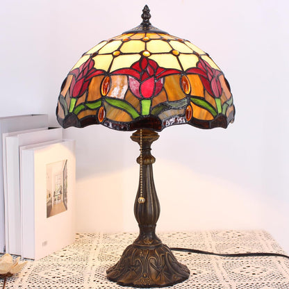 Table Lamp Base Replacement Only (A (W 6 H 18 Inch)) | Fit for 8, 10, 12 Inch Tiffany Style Stained Glass Lampshade, Dark Bronze Finish,Resin, Push Switch on Cord5