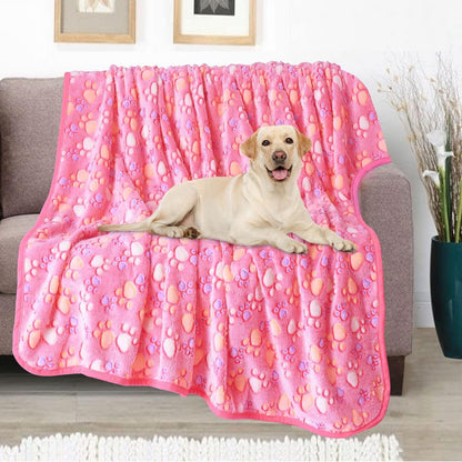 Rezutan Blanket for Large Dogs, Cat Flannel Washable Soft Pet Mat Throw Cover for Kennels-Beds, Sofas, Furniture Protection, Cute Paw Pattern, Black, 50X40 Inch12