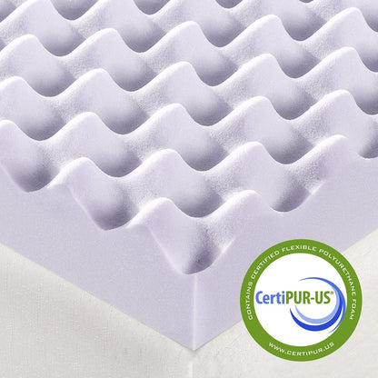 3 Inch Egg Crate Memory Foam Mattress Topper with Soothing Lavender Infusion, Certipur-Us Certified, Dorm Essentials, Twin6