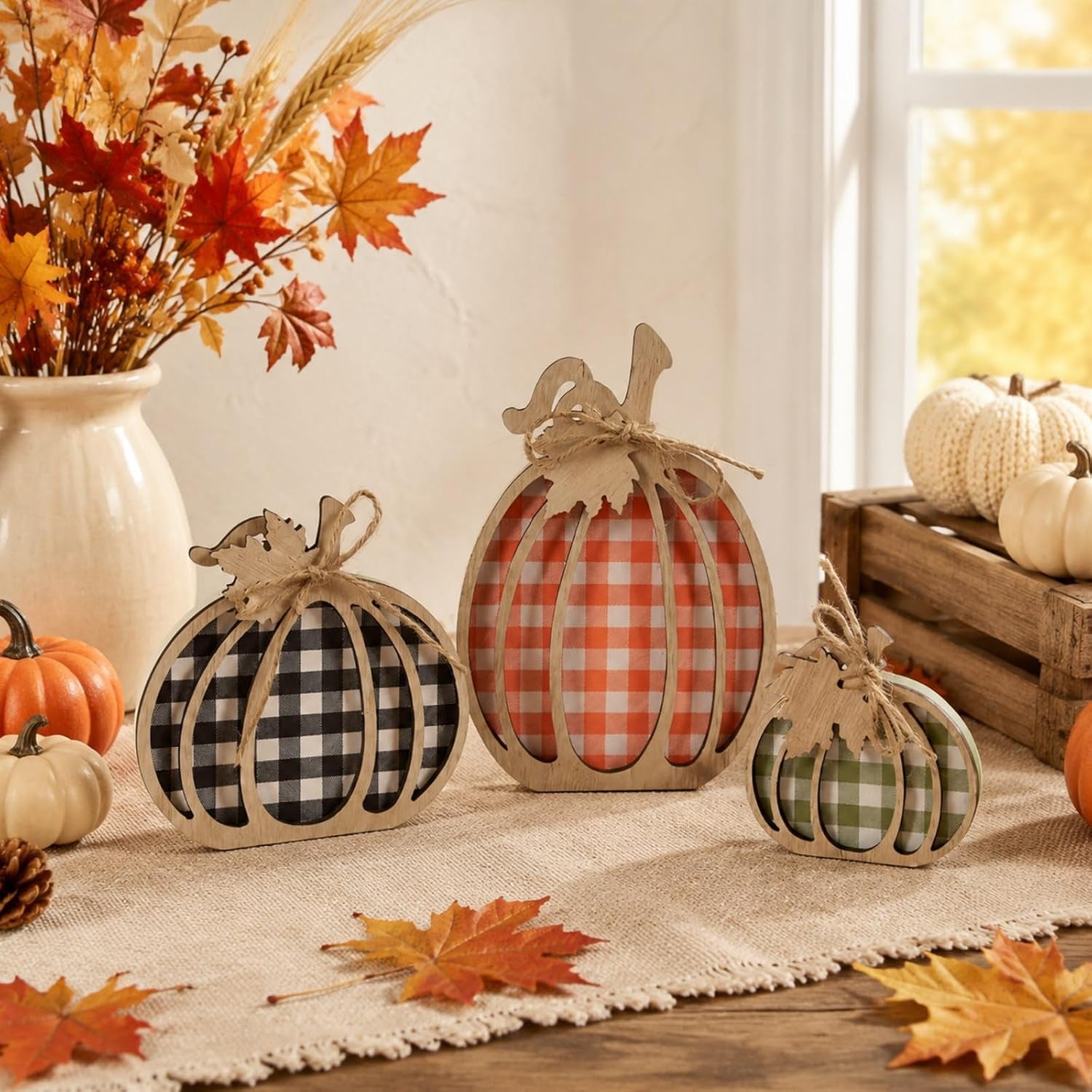 3-pcs-pumpkin-signs-buffalo-plaid-fall-table-mantel-home-decor-4-7x9-1-wooden-black-white-checkered-pumpkin-autumn-thanksgiving-decorations-indoor-tabletop-tiered-tray-shelf-kitchen