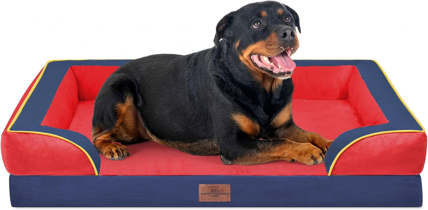 comfort-expression-orthopedic-dog-bed-for-extra-large-dogs-with-bolster-waterproof-dog-couch-bed-with-washable-cover-non-slip-bottom-supportive-egg-crate-foam-xl-pet-bed-42x30-inch