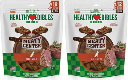 Nylabone Healthy Edibles Meaty Center Dog Treats, Beef Flavor, 12 Count | Natural Dog Chew Bones, Made in USA, Highly Digestible, Help Clean Teeth, Long Lasting Chews for Small Dogs up to 25 Lbs11