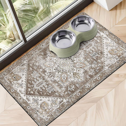 Dog Food Mats for Floors Absorbent, Pet Cat Food Mat - Non Slip Dog Bowl Mats for Food and Water, Eco-Friendly Boho Dog Placemats Feeding Mat Pet Supplies9
