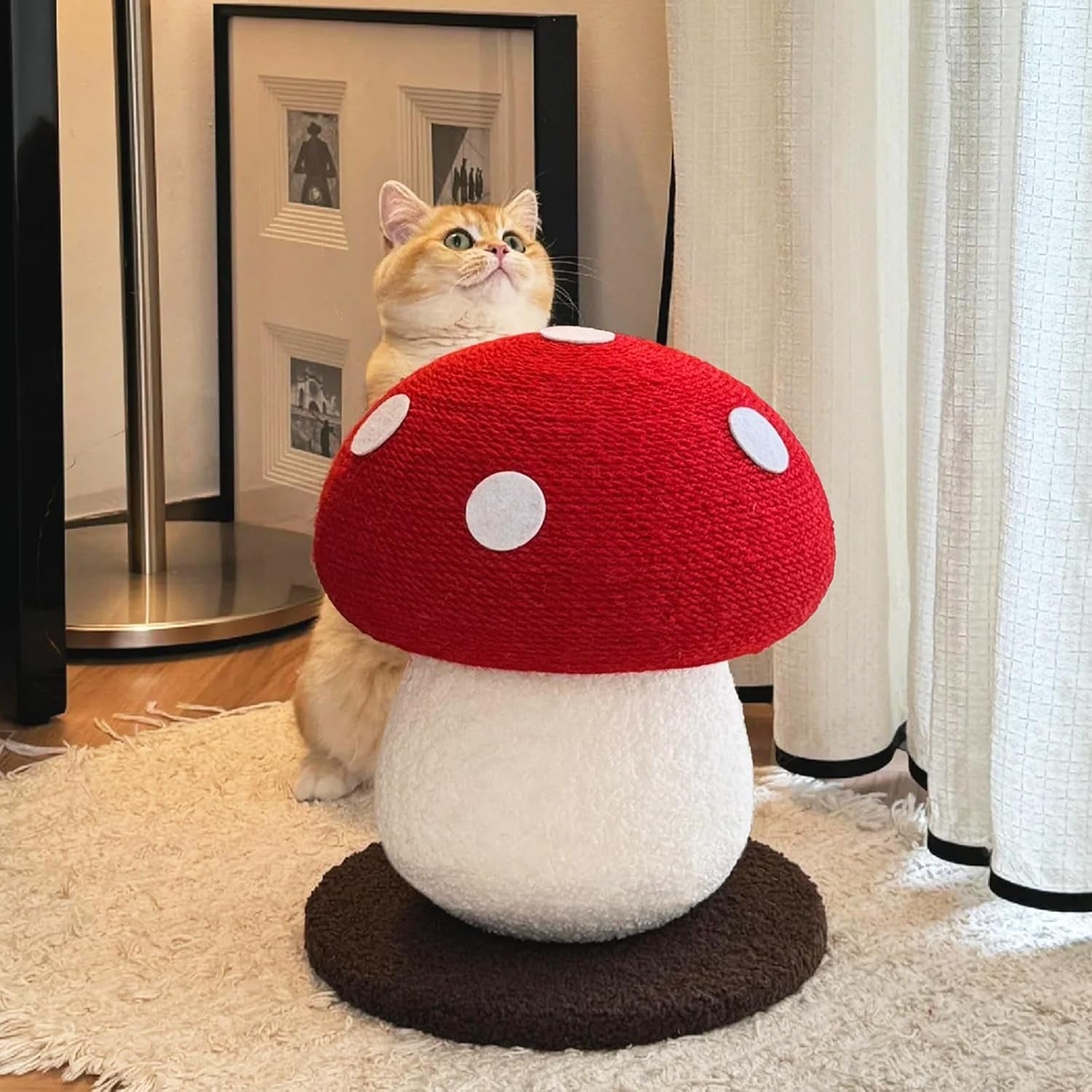 mushroom-cat-scratcher-sisal-cat-scratching-post-cute-red-mushroom-design-13-39-h-x-11-02-w-natural-sisal-rope-soft-plush-interactive-hanging-toy-for-indoor-cats
