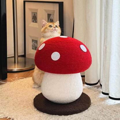 Mushroom Cat Scratcher, Sisal Cat Scratching Post | Cute Red Mushroom Design | 13.39" H X 11.02" W | Natural Sisal Rope & Soft Plush | Interactive Hanging Toy for Indoor Cats1