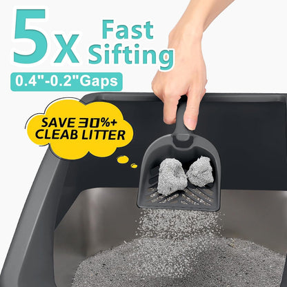 2 Pack Stainless Steel Litter Box | XL Enclosed Cat Litter Boxes with Lid for Big Cats and Multi-Cats | High Sided, Anti-Urine Leakage | Non-Stick Bottom（Dark Gray）8