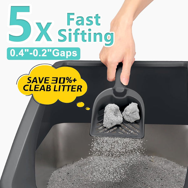2 Pack Stainless Steel Litter Box | XL Enclosed Cat Litter Boxes with Lid for Big Cats and Multi-Cats | High Sided, Anti-Urine Leakage | Non-Stick Bottom（Dark Gray）8