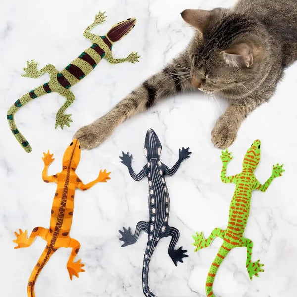 Ciyvolyeen 4 Pack Plush Lizard Catnip Toys for Indoor Cats | Lifelike Lizard Cat Toy Sparks Hunting Instinct, Soft Plush with Catnip, Durable Design, Boredom Relief, Interactive Play1
