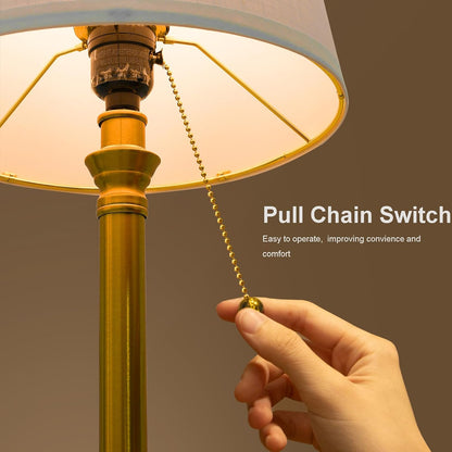 19.5” Brass Gold Small Table Lamps Set of 2 for Living Room Bedroom | Pull Chain Switch Bedside Table Lamps, White Linen Shade, Small Desk Lamp for Living Room, Bedroom, Home Office, Nursery7