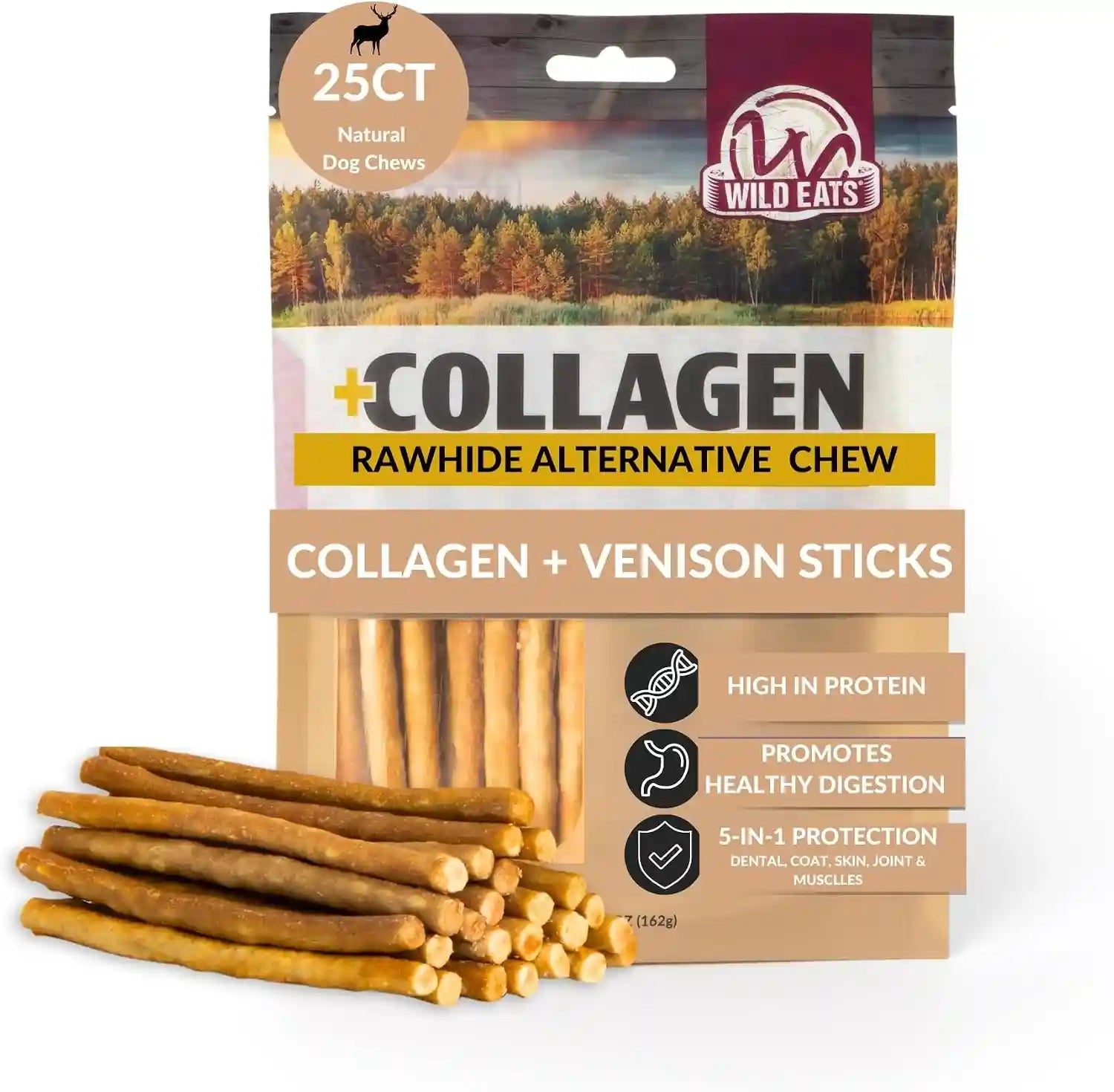 wild-eats-real-duck-collagen-bully-sticks-for-dogs-25-pack-rawhide-free-no-hide-chew-treat-made-without-grain-5-inch-size-high-protein-satisfies-natural-gnawing-urges-suits-all-breeds