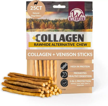 Wild Eats Real Duck Collagen Bully Sticks for Dogs, 25 Pack, Rawhide Free | No Hide Chew Treat Made without Grain, 5 Inch Size, High Protein, Satisfies Natural Gnawing Urges, Suits All Breeds22