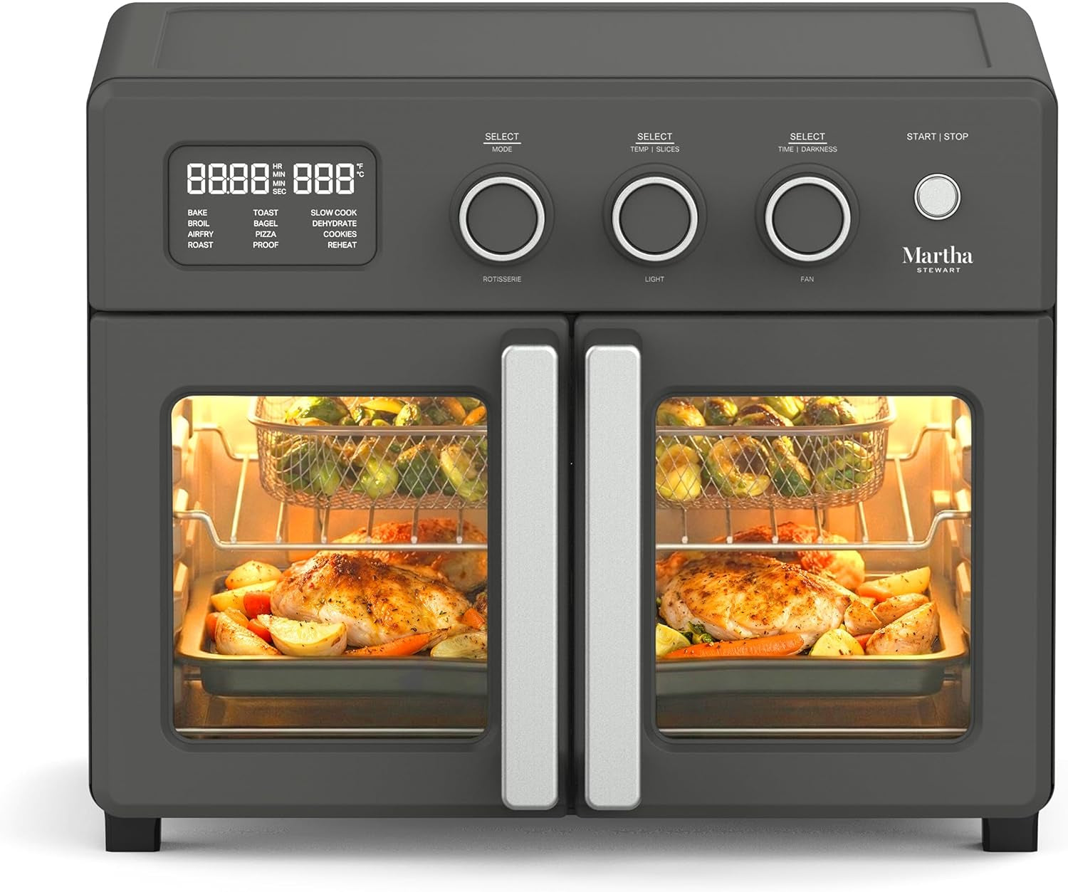 french-door-air-fryer-toaster-convection-oven-34qt-caviar-12-in-1-countertop-oven-bake-broil-roast-fits-12-pizza-dehydrate-air-fry-basket-oven-rack-rotisserie-black