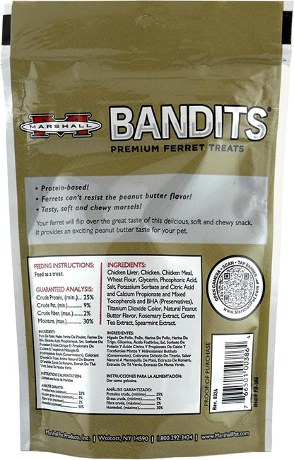 Marshall Bandits Premium Ferret Treats – Peanut Butter Flavor – 3 Oz – Soft, Chewy Snacks for Training, Bonding & Daily Treating3