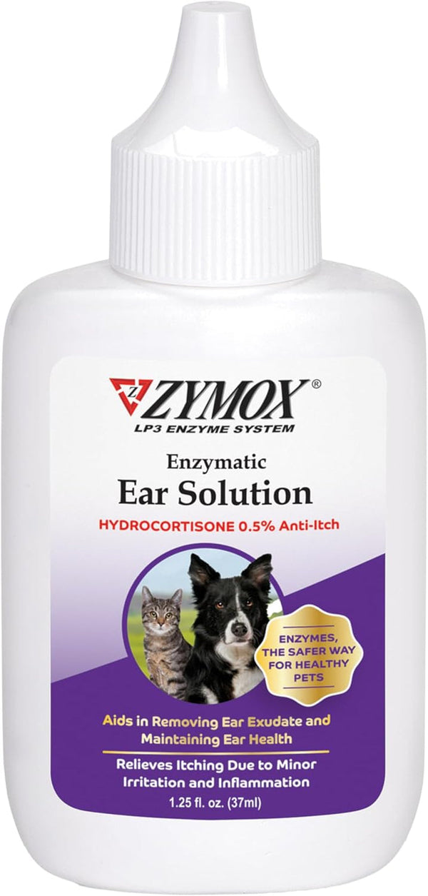 ZYMOX Enzymatic Ear Solution with 0.5-Percent Hydrocortisone | for Dog & Cat, 1.25 Oz1