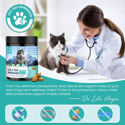 Flea Treatment for Cats-300 Treats Natural Flea and Tick Prevention for Cats Chewable, Itchy Skin &Biting Relief Immune &Gut Health Oral Flea Supplement for Kittens-All Cats Made in USA Chicken Flavor6