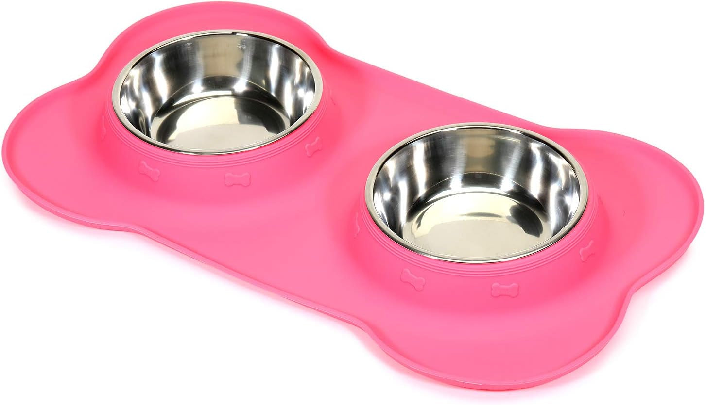 asfrost-dog-food-bowls-stainless-steel-pet-bowls-dog-water-bowls-with-no-spill-and-non-skid-feeder-bowls-with-dog-bowl-mat-for-dogs-cats-and-pets-pink-24-0z-in-total