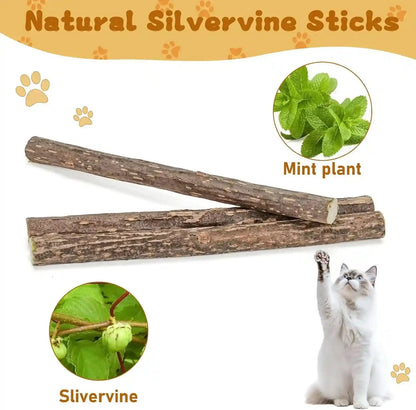 Wolover Silvervine Sticks for Cats, Natural Catnip Matatabi Chew Sticks Teeth Molar Chew Toys for Cat Kitten Kitty (At Least 12 PCS)6