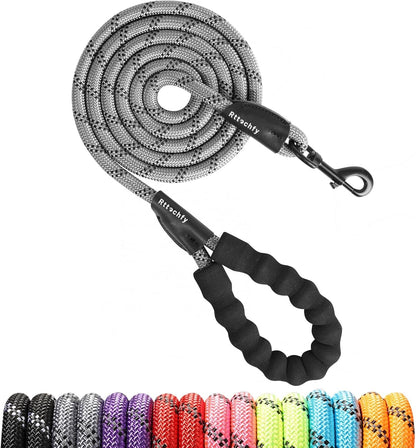 Rttochfy Rope Dog Leash 2/4/5/6/8/10 FT with Comfortable Padded Handle and Highly Reflective Threads for Small Medium and Large Dogs Heavy Duty (1/2"-5 FT, Blue)7