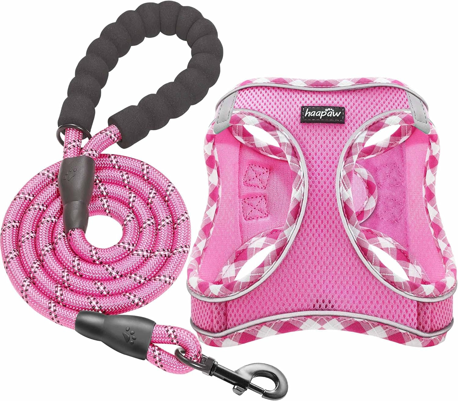 haapaw-dog-harness-with-leash-set-no-pull-adjustable-reflective-step-in-puppy-harness-with-thickened-padded-vest-for-extra-small-small-medium-dogs