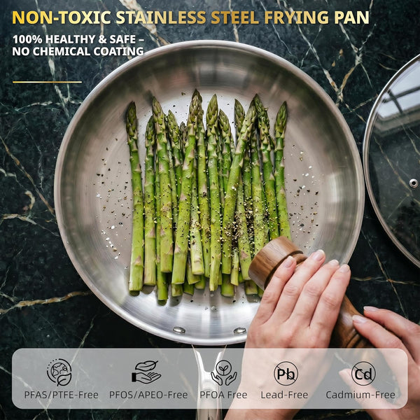 11-Piece Tri-Ply Stainless Steel Pots and Pans Set, 18/10 Stainless Steel Cookware Set with Steamer Insert, Induction Kitchen Cookware Sets with Cool Ergonomic Handles, Dishwasher, Oven Safe4