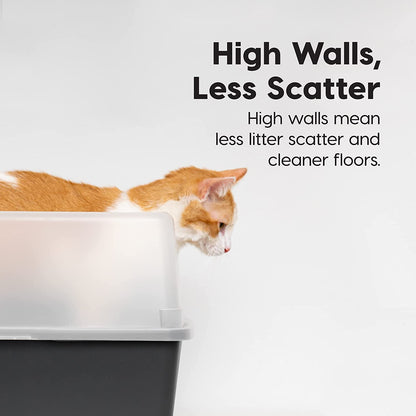 IRIS USA Large High Sided Cat Litter Box, Scatter Shield | High Kickers, Kick-Proof Sides, Extra Deep Pan, Raised Edge Protection, Keeps Floor Clean, Easy Daily Scoop9