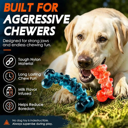WOWBALA Dog Toys for Aggressive Chewers,Indestructible Dog Chew Toy | Tough Nylon, Not Easy to Bite Break, Long Lasting Fun, Teeth Cleaning for Medium & Large Dogs,2 Pack2