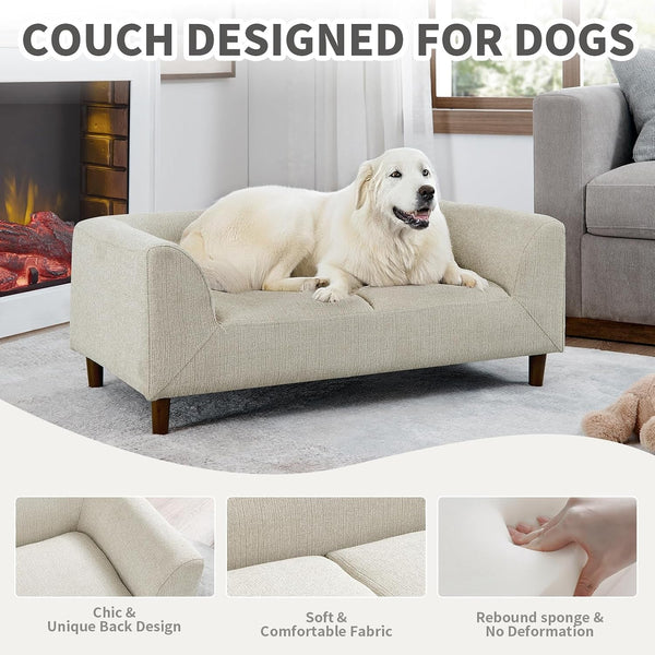 39.75" Modern Pet Sofa with Backrest and Armrests, Comfortable Foam Cushion Dog Couch for Small and Medium Dogs, Stable Leg Design for Living Room4