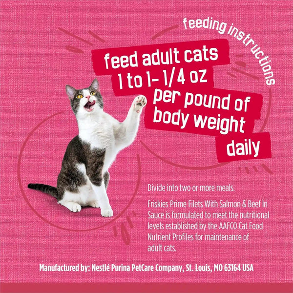 Purina Friskies Prime Filets with Salmon and Beef in Sauce High Protein Wet Cat Food - (Pack of 24) 5.5 Oz. Cans10