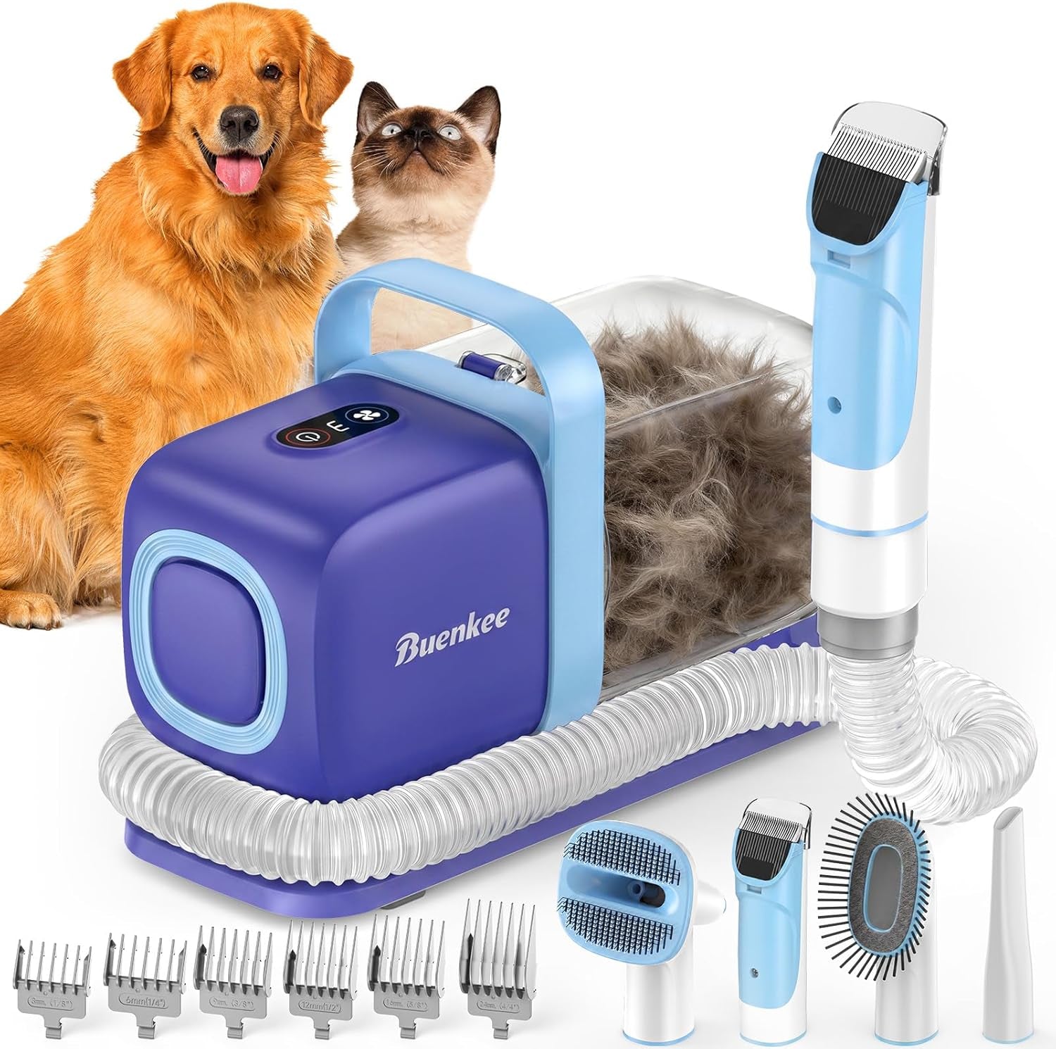buenkee-dog-grooming-vacuum-kit-15000pa-clipper-shedding-brush-2l-white-brush-trim-and-deshed-at-home-with-less-flying-fur-mess-control-suction-and-fewer-emptying-breaks-during-longer-sessions