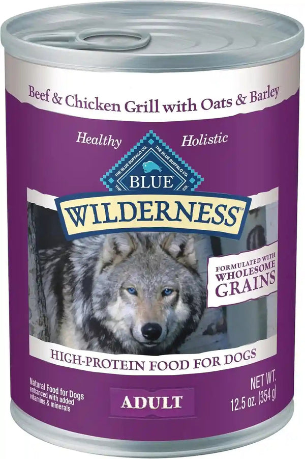 Blue Buffalo Wilderness Grain Free Adult Wet Dog Food, Beef & Chicken Grill, 32G Protein per Can, 12.5 Oz. Can (Pack of 12)17