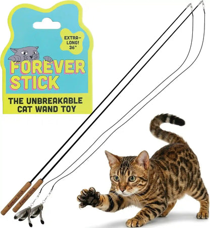 Forever Stick 1-Pack - the Unbreakable Cat Wand Toy, Durable Cat Toy Wand, Extra Long Cat String Toy, Cat Fishing Pole Toy for Bored Indoor Adult Cats, Cat Stick Toy, Cat Feather Wand, Cat Teaser Wand11
