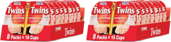 INABA Twins for Cats, Shredded Chicken & Broth Gelée Side Dish/Topper Cups with Green Tea Extract, 1.23 Ounces per Serving, 16 Servings, Tuna & Chicken with Scallop Recipe8