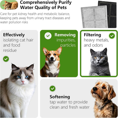 Cat Water Fountain Replacement Carbon Filters, Pack of 12 | Compatible with Petsafe Drinkwell Platinum Pet Fountain, Premium Pet Water Fountain Dog Water Bowl Dispenser Charcoal Filter5