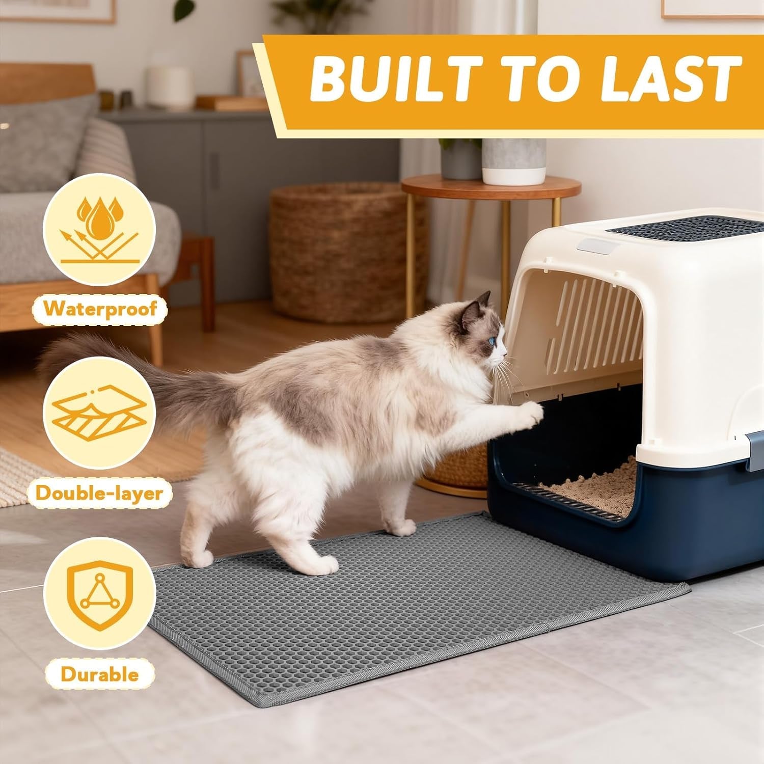 pieviev-cat-litter-mat-double-layer-waterproof-urine-proof-trapping-mat-1-pack-gray-24x15-inch-pack-of-1-honeycomb-design-catches-scattered-particles-to-stop-tracking-urineproof-base-protects-floors-easy-to-clean
