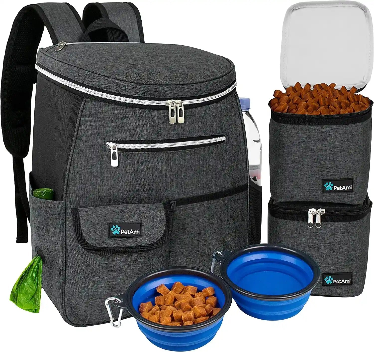 petami-dog-travel-bag-backpack-27l-airline-approved-pet-supplies-organizer-with-2-food-containers-2-collapsible-bowls-poop-bag-dispenser-weekend-road-trip-camping-dog-mom-gift-purple
