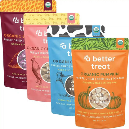 A Better Treat – Organic, Single Ingredient, Freeze Dried Pumpkin, Grass Fed & Finished Beef Liver, Chicken, Sweet Potato Dog Treats & Cat Treats | Natural, Healthy, Diabetic Friendly | Made in USA1