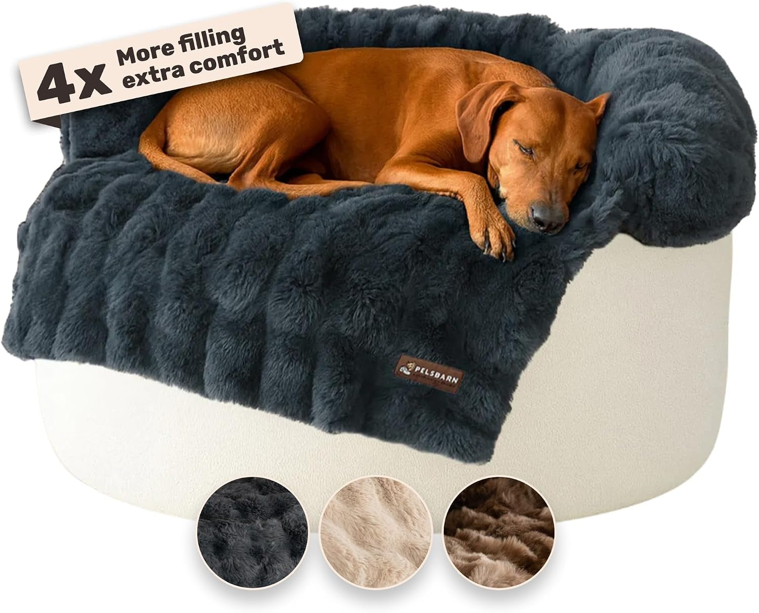 pelsbarn-dog-bed-for-couch-luxurious-sofa-bed-for-dogs-with-non-slip-oxford-bottom-faux-rabbit-fur-with-removable-cover-large-gray-33x33-in