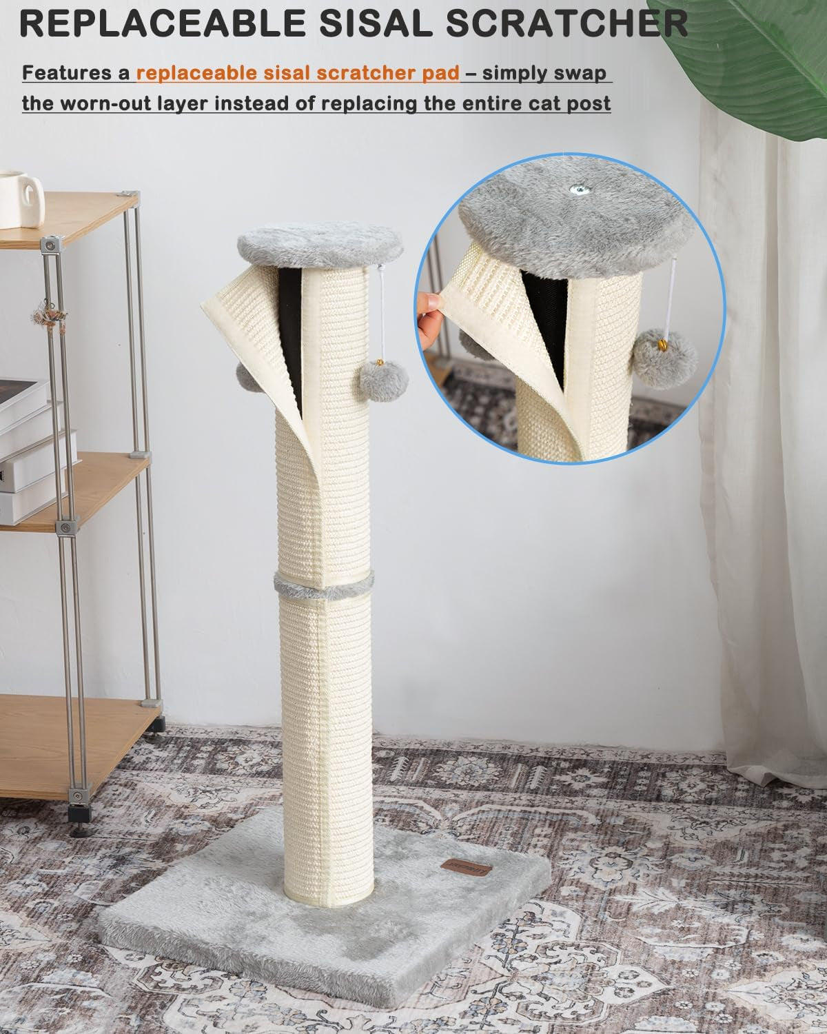 34-cat-scratching-post-with-replaceable-sisal-scratcher-tall-cat-scratch-post-for-indoor-cats-adults-sturdy-and-durable-large-scratching-post-vertical-cat-post-with-hanging-balls