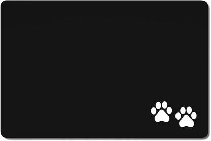 Rnivvi Dog Food Mat, 12" X 19" Footprint Absorbent Dog Cat Bowl Mat for Food and Water, Cute Anti-Slip Rubber Pet Feeding Rug Protect Floors, Puppy Placemat for Feeding & Watering Supplies, Black21