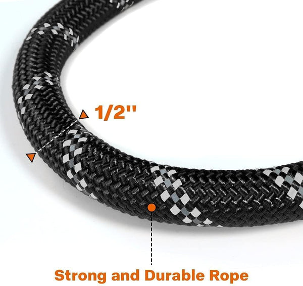 Taglory Rope Dog Leash for Medium Large Dogs, 6 FT Padded Handle, Black | Climbing Rope for Strong Pullers, Reflective for Night Walks and Training, Comfortable Grip, Anti-Tangle Swivel Clip 1/2 Inch3