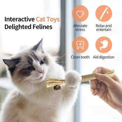 3 Pack Silvervine Sticks Cat Toys, 100% Natural Kitten Teething Chew Toys, Catnip Toys for Kittens & Cats, Cat Approved Gift, Protects Furniture5