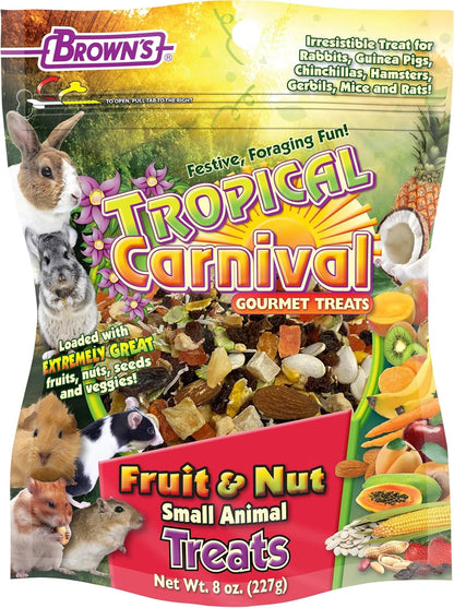 F.M. Brown'S Tropical Carnival, Fruit and Nut Small Animal Treat, Real Fruits, Nuts, and Veggies for Rabbits, Hamsters, Guinea Pigs, Mice, Gerbils, and Rats, 8 Oz1
