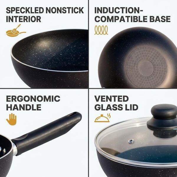 11-Inch Nonstick Flat-Bottom Wok with Glass Lid, Induction Stir-Fry and Saute Pan for Vegetables, Noodles and One-Pan Meals, Aluminum Wok for All Stovetops3